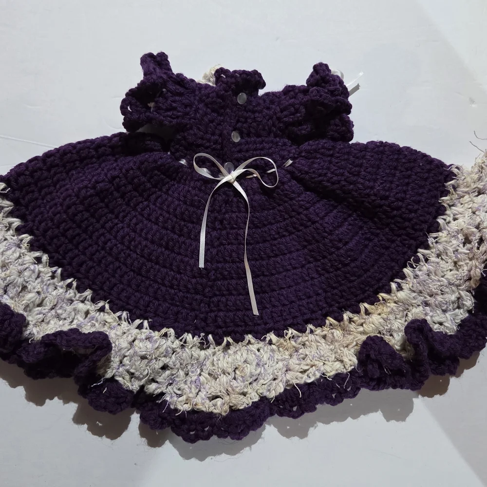 Charming Purple and Cream Crochet Diaper Cover